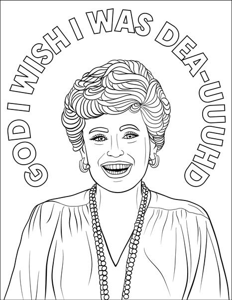 Line art of RuPaul in a star-studded outfit leading a workout class, flanked by two energetic background dancers